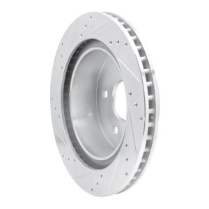 Dodge Ram 1500 Pickup Brake Rotor (1) - Rear Left - R1 Concepts - Drilled & Slotted - Silver - `04-`06